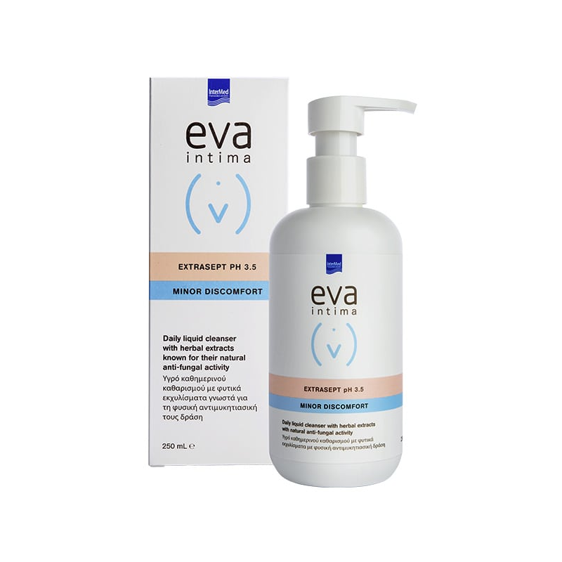 InterMed Eva Intima Wash Extrasept, Minor Discomfort, Καθαρισμός Ευαίσθητης Περιοχής με φυσική Αντιμυκητιασική Προστασία, 250 ml