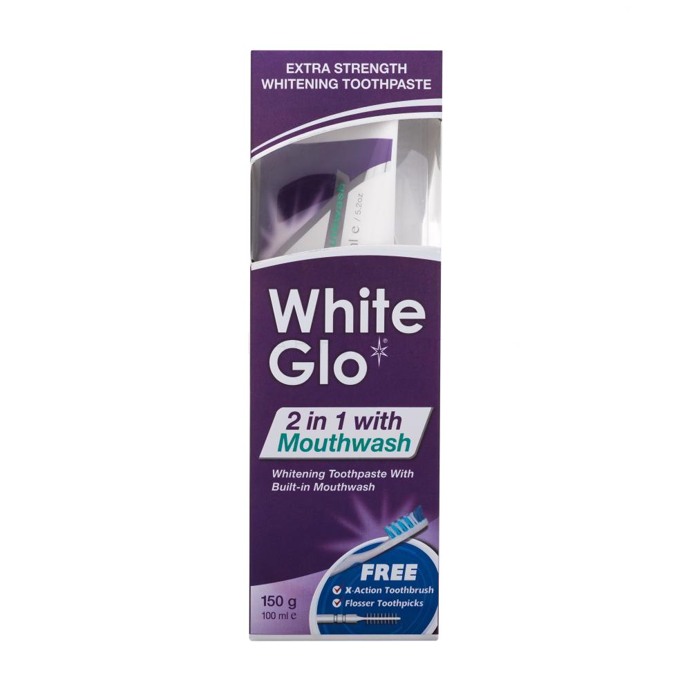 White Glo Mouthwash Λευκαντική 150ml + Οδοντόβουρτσα