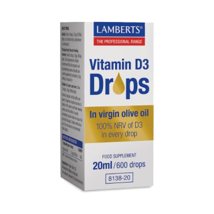 Lamberts Vitamin D3 Drops in Virgin Olive Oil 20ml