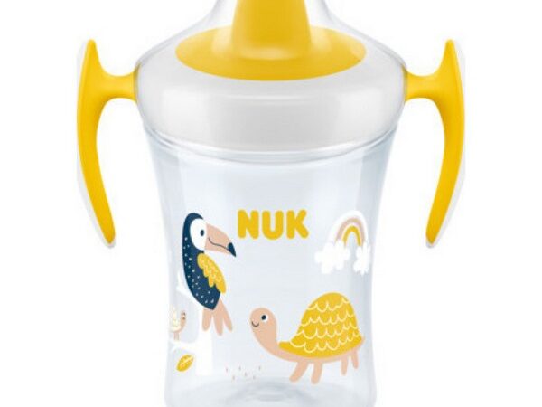 Nuk Trainer Cup με Μαλακό Ρύγχος και Χεράκια 6+ (κίτρινο - πουλί- χελώνα) 230ml