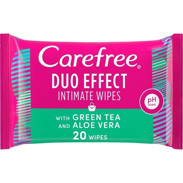 CareFree Duo Effect Intimate Wipes  Aloe Vera pH Balanced 20τμχ - Image 4