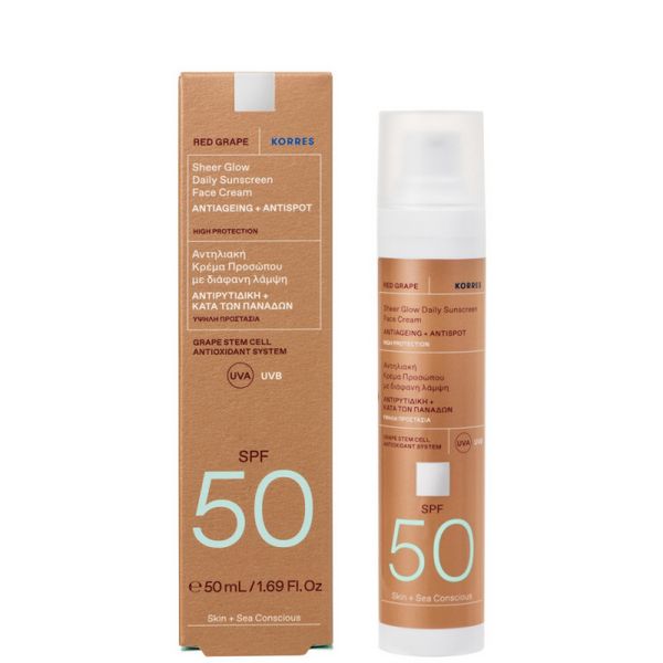 Korres Sunscreen Promo Αντηλιακή Κρέμα Προσώπου SPF50 Κόκκινο Σταφύλι Κατά Των Πανάδων 50ml