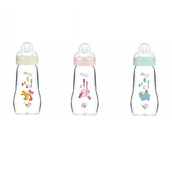 Mam Matt Feel Good Forest Γυάλινο Μπιμπερό με Θηλή Σιλικόνης, 2m+, 260ml - Image 2