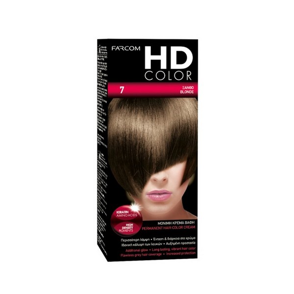 Farcom Βαφή Μαλλιών HD Color 60ml Ξανθό - No 7