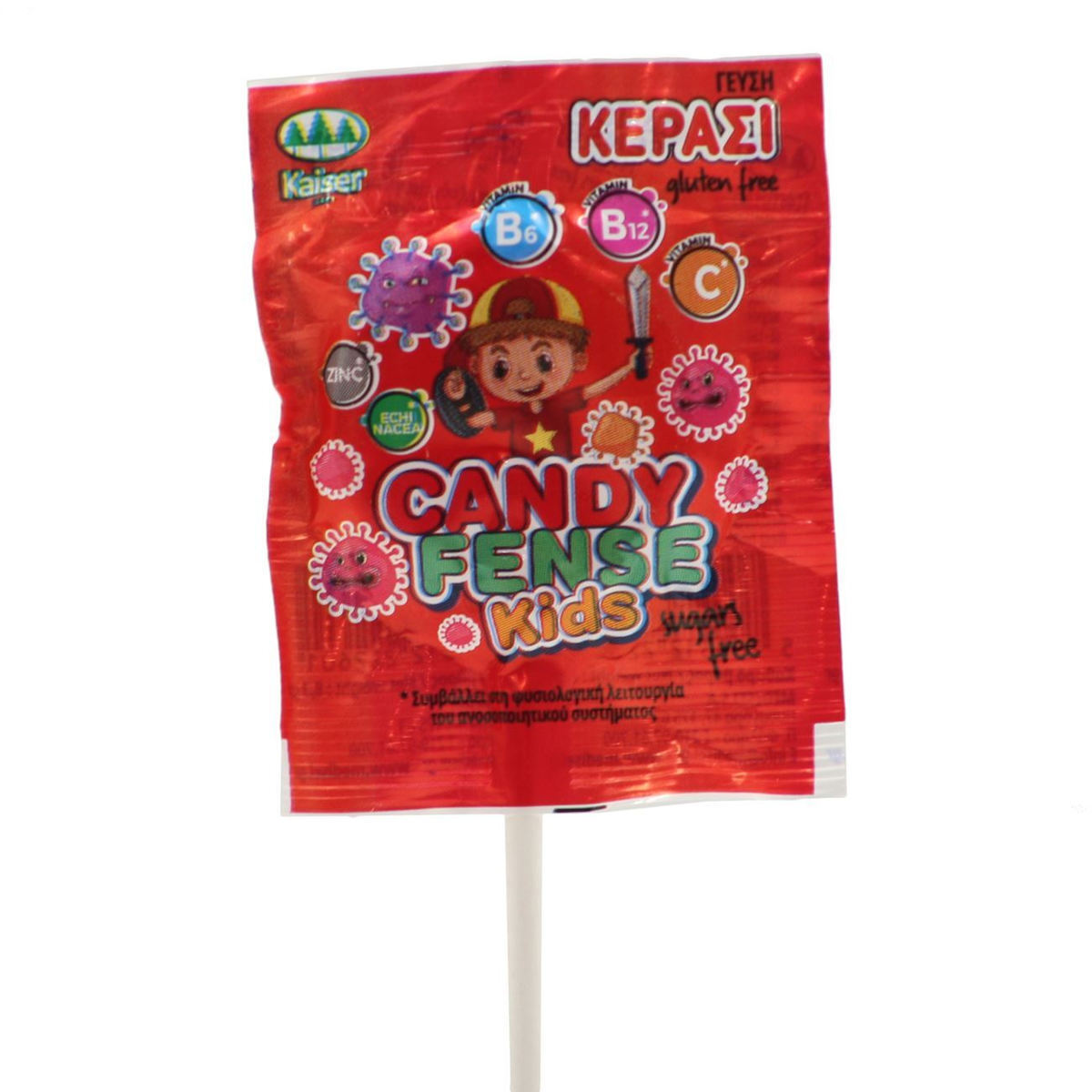 Kaiser Candyfense Kids Πολυβιταμινούχο Γλειφιτζούρι Κεράσι 1τμχ
