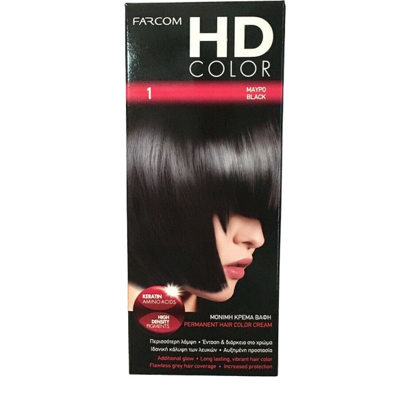 Farcom Βαφή Μαλλιών HD Color 60ml - No 1 Μαύρο - Image 4