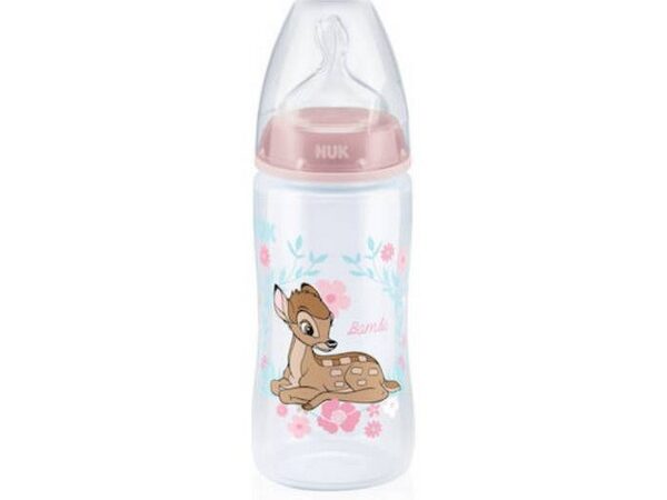 Nuk Πλαστικό Μπιμπερό First Choice Plus Temperature Control Disney Classics Κατά των Κολικών με Θηλή Σιλικόνης 300ml για 6-18 μηνών Ροζ Bamb