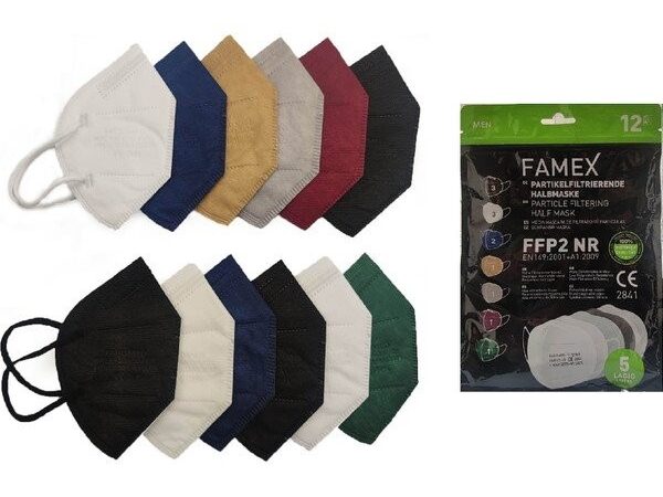 Famex FFP2 NR Particle Filtering Half Mask Men Mix 12τμχ