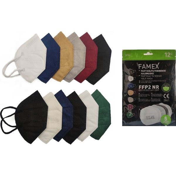 Famex FFP2 NR Particle Filtering Half Mask Men Mix 12τμχ