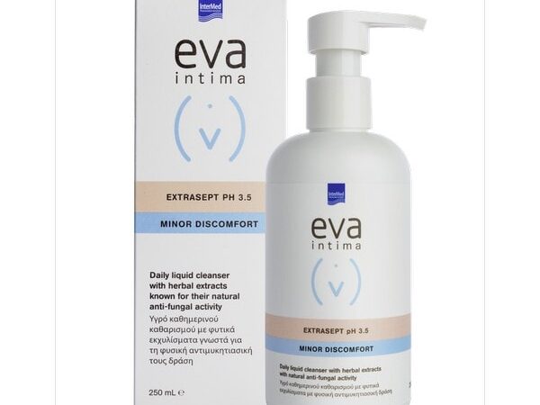 InterMed Eva Intima Wash Extrasept, Minor Discomfort, Καθαρισμός Ευαίσθητης Περιοχής με φυσική Αντιμυκητιασική Προστασία, 250 ml