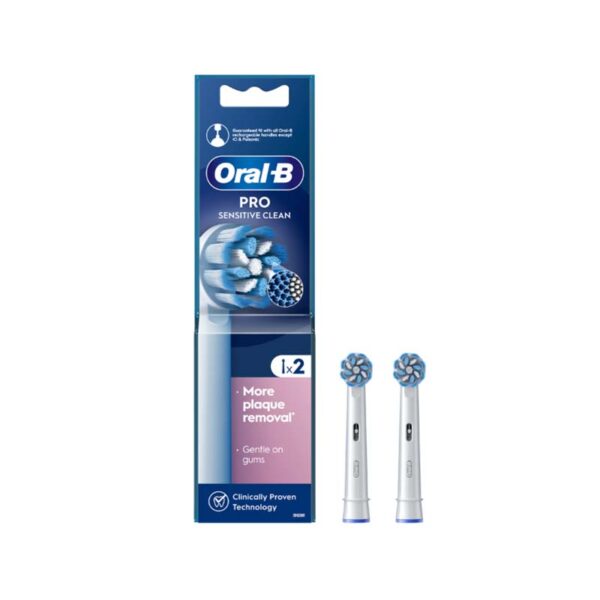 Oral-B Pro Sensitive Clean Ανταλλακτικές Κεφαλές Ηλεκτρικής Οδοντόβουρτσας με Λεπτές Ίνες για Ευαίσθητα Ούλα, 2τεμ