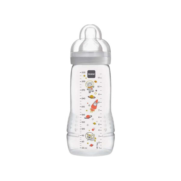 Mam Easy Active Πλαστικό Μπιμπερό με Θηλή Σιλικόνης 4m+ Space Grey 330ml