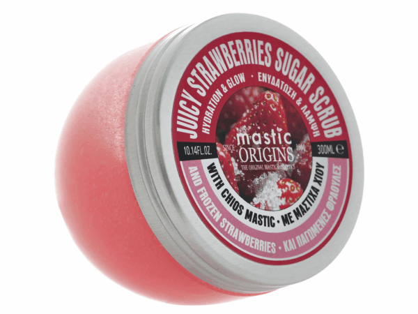 Mastic Origins Juicy Strawberries Sugar Scrub Ενυδατικό Γιαούρτι Σώματος με Λικέρ Μαστίχας 300 ml