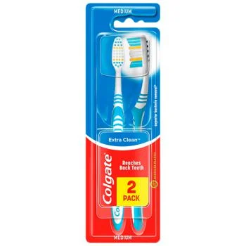 Colgate Extra Clean Medium Οδοντόβουρτσα Μπλε 2τμχ