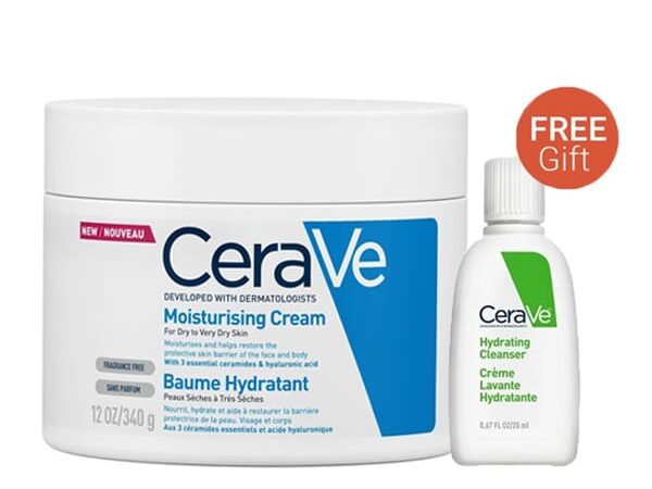 CeraVe Promo με Moisturising Cream Ενυδατική Κρέμα για Ξηρό/Πολύ Ξηρό Δέρμα, 340gr & Δώρο Hydrating Cleanser Κρέμα Καθαρισμού, 20ml, 1σετ