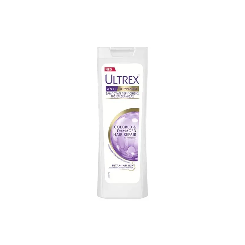 Ultrex Damaged & Colored Hair Σαμπουάν για Προστασία Χρώματος για Βαμμένα & Ταλαιπωρημένα Μαλλιά 360ml