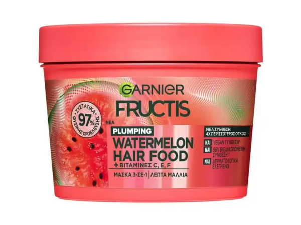 Garnier Fructis Hair Food Watermelon Μάσκα Μαλλιών για Όγκο για Λεπτά Μαλλιά 400ml