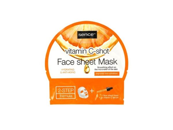 Sence Sheet Mask + Serum Shot Vitamin C Μάσκα Προσώπου για Αποτοξίνωση 25ml