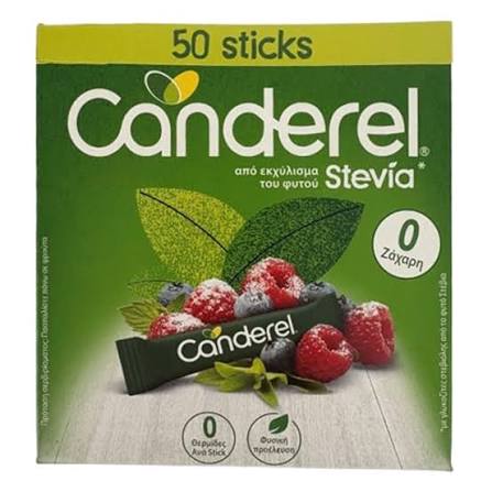 Canderel Stevia Sticks Γλυκαντικά Στικς με Εκχύλισμα Στέβιας, 50τεμ
