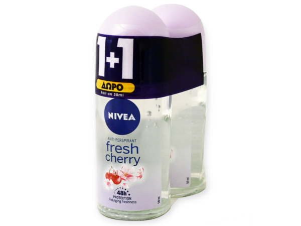 Nivea Fresh Cherry Γυναικείο Αποσμητικό Roll On 72h 2x50ml
